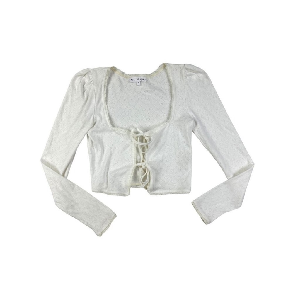 All The Ways - Alexie Tie front Sweater in Ivory White